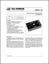 GS5AC-40 datasheet: ISDN AC-DC CONVERTER GS5AC-40