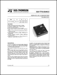GS1T70-D540/2 datasheet: ISDN DC-DC CONVERTER GS1T70-D540/2