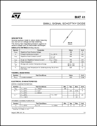 BAT41 datasheet: SMALL SIGNAL SCHOTTKY DIODE BAT41