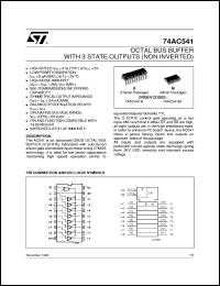 74AC541 datasheet: OCTAL BS BUFFER WITH 3-STATE OUTPUTS (NON INVERTED) 74AC541