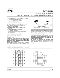 74VHC541 datasheet: OCTAL BUS BUFFER WITH 3 STATE OUTPUTS (NON INVERTED) 74VHC541