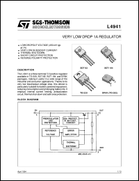 L4941BV datasheet: 1A-5V LOW DROP REGULATOR L4941BV