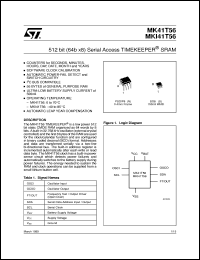 MK41T56 datasheet: 512B (64 X 8) SERIAL ACCESS TIMEKEEPER SRAM MK41T56