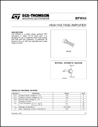 BFW43 datasheet: HIGH VOLTAGE ALMPLIFIER BFW43