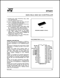 ST5451D datasheet: ISDN HDLC AND GCI CONTROLLER ST5451D