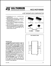 HCF4585B datasheet: 4-BIT MAGNITUDE COMPARATOR HCF4585B