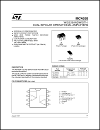 MC4558ID datasheet: WIDE BANDWIDTH DUAL BIPOLAR OP-AMPS MC4558ID