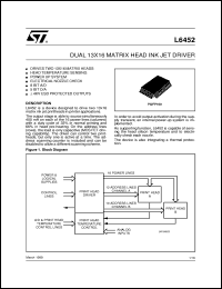 L6452 datasheet: DUAL 13 X 16 MATRIX HEAD INK JET DRIVER L6452