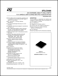 STLC5466 datasheet: 64 CHANNEL-MULTI HDLC WITH N X 64KB/S SWITCHING MATRIX ASSOCIATED STLC5466