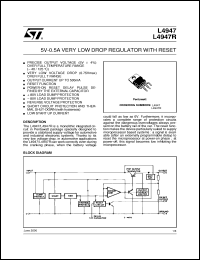 L4947R datasheet: 5V-0.5A VERY LOW DROP REGULATOR WITH RESET L4947R