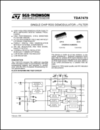 TDA7479 datasheet: SINGLE CHIP RDS DEMODULATOR + FILTER TDA7479