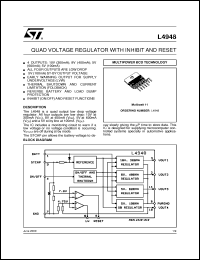 L4948 datasheet: QUAD VOLTAGE REGULATOR WITH INHIBIT AND RESET L4948