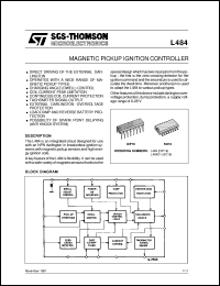 L484 datasheet: MAGNETIC PICKUP IGNITION CONTROLLER L484