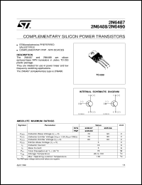 2N6488 datasheet: COMPLEMENTARY SILICON POWER TRANSISTORS 2N6488
