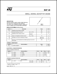 BAT49 datasheet: SMALL SIGNAL SCHOTTKY DIODE BAT49