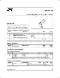 TMBAT49 datasheet: SMALL SIGNAL SCHOTTKY DIODE TMBAT49