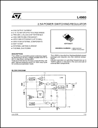 L4960 datasheet: 2.5A POWER SWITCHING REGULATOR L4960