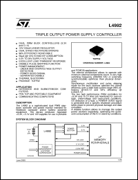 L4992 datasheet: TRIPLE OUTPUT POWER SUPPLY CONTROLLER L4992