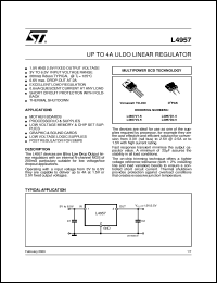 L4957V1.5 datasheet: 5A ULTRA LOW DROP OUTPUT LINEAR REGULATOR L4957V1.5