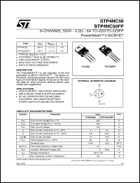STP4NC50 datasheet: N-CHANNEL 500V 2.2OHM 4A TO-220/TO-220FP POWER MESH II MOSFET STP4NC50