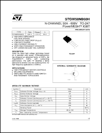 STGW50NB60H datasheet: N-CHANNEL 50A - 600V TO-247 POWERMESH IGBT STGW50NB60H