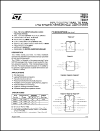 TS952IN datasheet: INPUT/OUTPUT RAIL TO RAIL LOW POWER OP-AMPS TS952IN