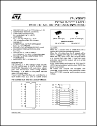 74LVQ573 datasheet: OCTAL D-TYPE LATCH WITH 3-STATE OUTPUT NON INVERTING 74LVQ573