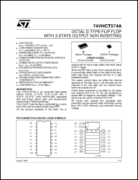 74VHCT574A datasheet: OCTAL D-TYPE FLIP FLOP WITH 3 STATE OUTPUT NON INVERTING 74VHCT574A