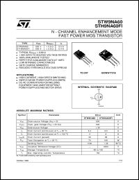 STH9NA60FI datasheet: N-CHANNEL ENHANCEMENT MODE LOW THRESHOLD POWER MOS TRANSISTOR STH9NA60FI