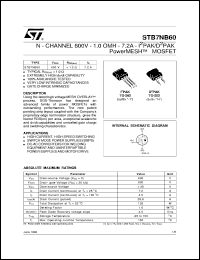 STB7NB60 datasheet: N-CHANNEL ENHANCEMENT MODE POWERMESH MOSFET STB7NB60