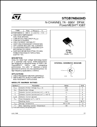 STGB7NB60HD datasheet: N-CHANNEL 7A - 600V - DPAK POWERMESH IGBT STGB7NB60HD