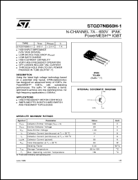 STGD7NB60H-1 datasheet: N-CHANNEL 7A - 600V IPAK POWERMESH IGBT STGD7NB60H-1