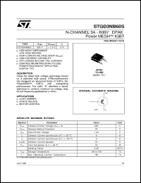 STGD3NB60S datasheet: N-CHANNEL 3A - 600V DPAK POWERMESH IGBT STGD3NB60S