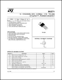 BUZ71 datasheet: N-CHANNEL 50V - 0.085 OHM - 17A TO-220 STRIPFET POWER MOSFET BUZ71