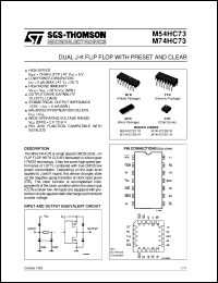 M74HC73 datasheet: DUAL J-K FLIP FLOP WITH PRESET AND CLEAR M74HC73