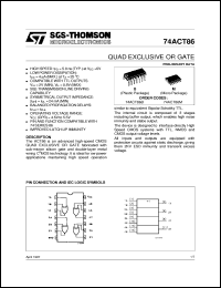 74ACT86 datasheet: QUAD EXCLUIVE OR GATE 74ACT86