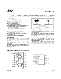 74VHC74 datasheet: DUAL D-TYPE FLIP FLOP WITH RESET AND CLEAR 74VHC74