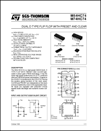 M74HC74 datasheet: DUAL D TYPE FLIP FLOP WITH PRESET AND CLEAR M74HC74
