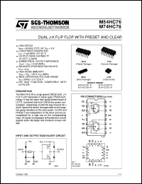 M74HC76 datasheet: DUAL J-K FLIP FLOP WITH PRESET AND CLEAR M74HC76