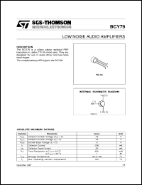 BCY79 datasheet: LOW NOISE AUDIO AMPLIFIERS BCY79