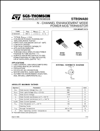 STB5NA80 datasheet: N-CHANNEL ENHANCEMENT MODE POWER MOS TRANSISTOR STB5NA80
