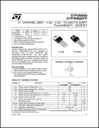 STP3NB80 datasheet: N-CHANNEL 800V - 4.6 OMH - 2.6A - TO-220/TO-220FP POWERMESH MOSFET STP3NB80