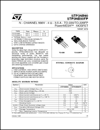 STP3NB90 datasheet: N-CHANNEL 900V - 4 OHM - 3.5A - TO-220/TO-220FP POWERMESH MOSFET STP3NB90