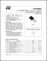 STW8NB90 datasheet: N-CHANNEL 900V - 1.3 OHM - 8A - TO-247 POWERMESH MOSFET STW8NB90