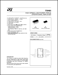 TSH93 datasheet: HIGH SPEED LOW POWER TRIPLE OP-AMPS TSH93