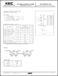 KN2222S datasheet: NPN transistor for general purpose applications and switching applications KN2222S