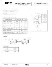 KN4400S datasheet: NPN transistor for general purpose applications and switching applications KN4400S