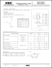 KRA109S datasheet: PNP transistor for switching applications, interface circuit and driver circuit applications. With buit-in bias resistors (47 kOm and 22 kOm) KRA109S