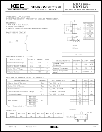 KRA114S datasheet: PNP transistor for switching applications, interface circuit and driver circuit applications. With buit-in bias 47 kOm resistor KRA114S
