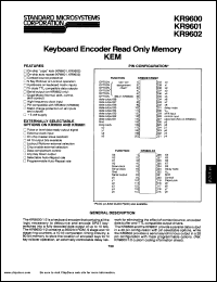 KR9600 datasheet: Keyboard encoder read only memory KEM KR9600